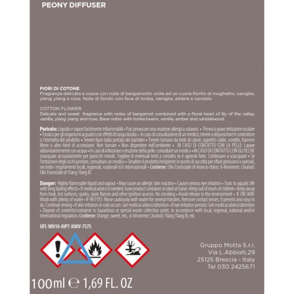 PEONY DIFFUSER Fiori di Cotone 100ml MUHA' - immagine 2